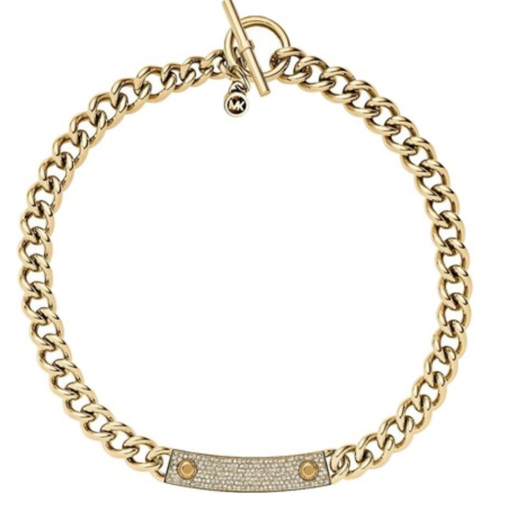 COPY - Michael Kors Gold Plaque Chain Toggle Necklace